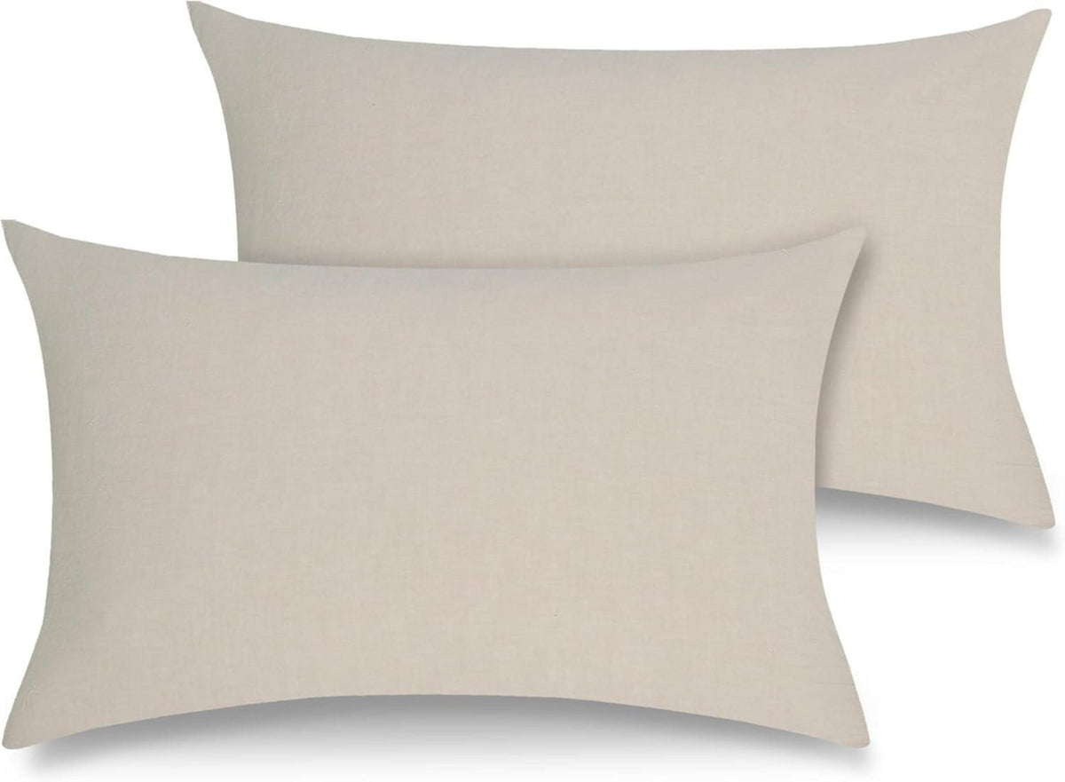 Kissenbezug 2er Set 40x80 Beige Grau Gewaschene Baumwolle Leinen