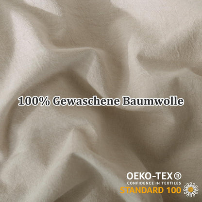 Kissenbezug 2er Set 40x80 Beige Grau Gewaschene Baumwolle Leinen