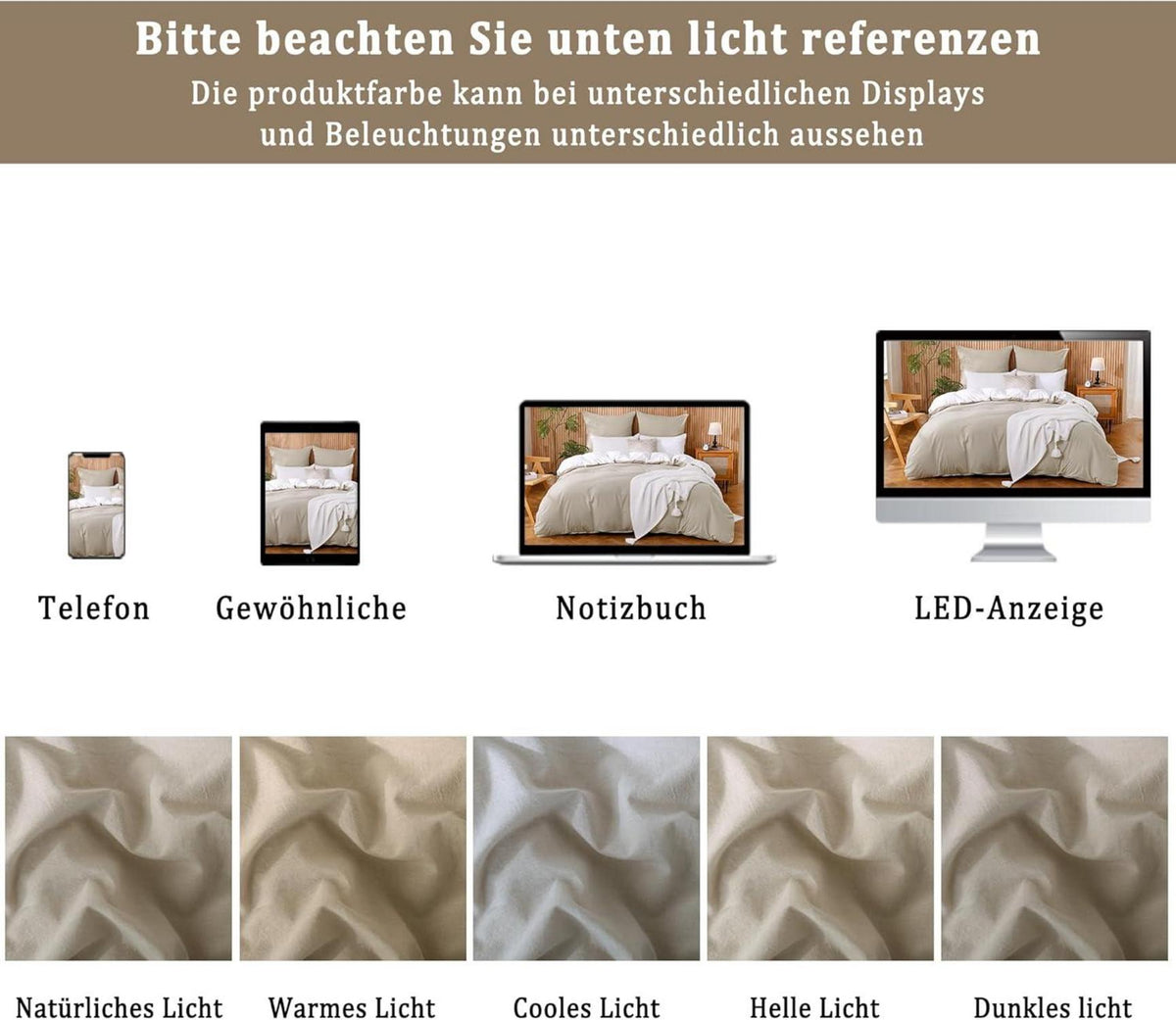 Kissenbezug 40x80 Beige Grau 2er Set Gewaschene Baumwolle Leinen Textur ÖkoTex