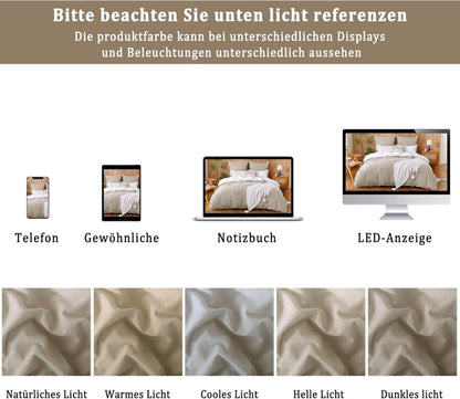 Kissenbezug 40x80 Beige Grau 2er Set Gewaschene Baumwolle Leinen Textur ÖkoTex