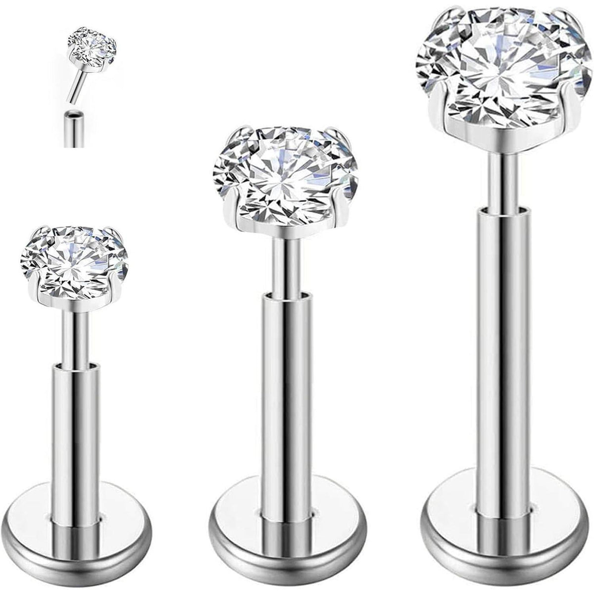G23 Titan Piercing Schmuck für Ohr, Lippe, Nase – Gewindelose Push-In Studs