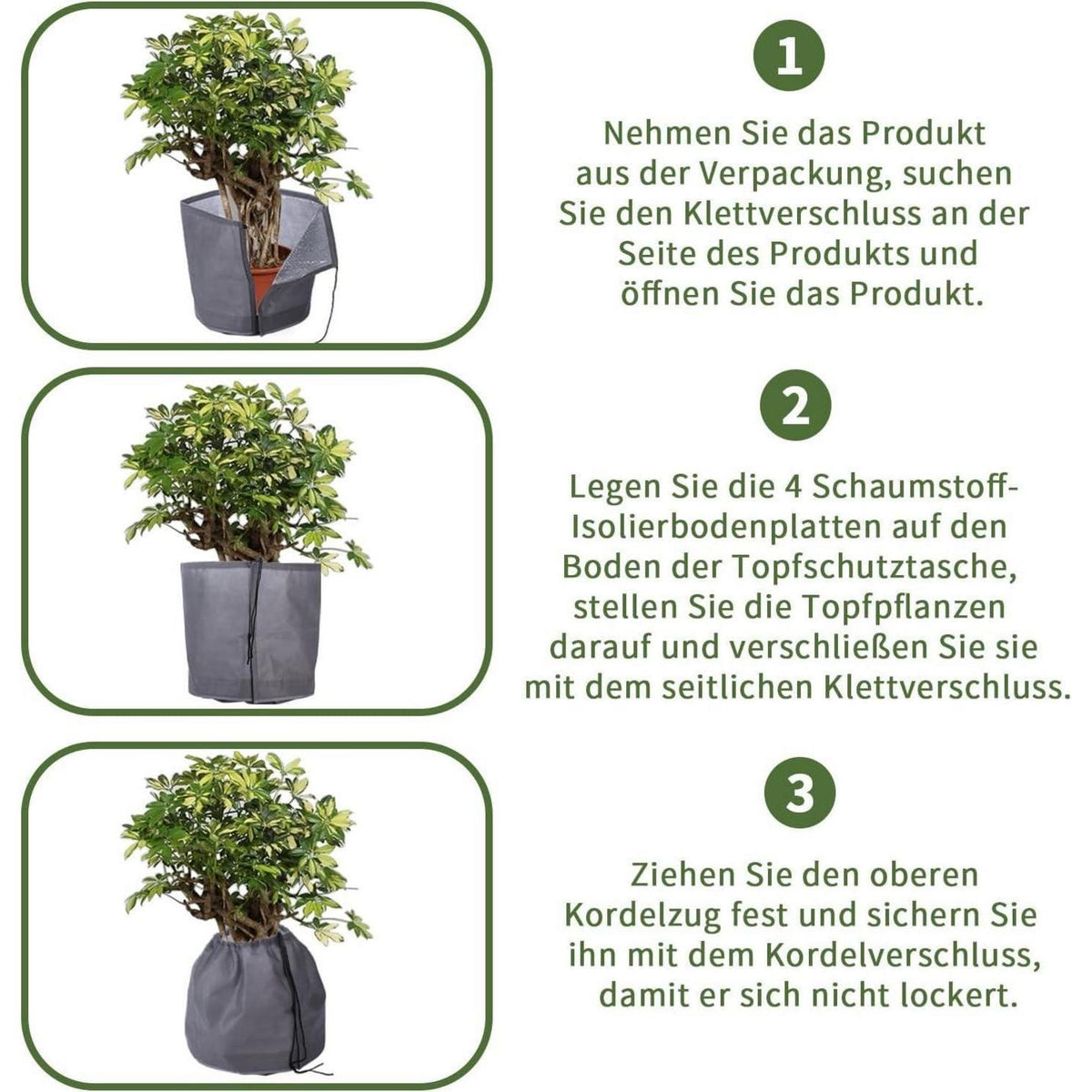 Doppelt isolierter Thermo Topfschutz für Pflanzen (2 Stück, Grau)