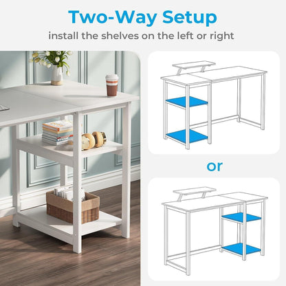 Schreibtisch mit Stauraum und Monitorständer, 120cm, Reinweiß