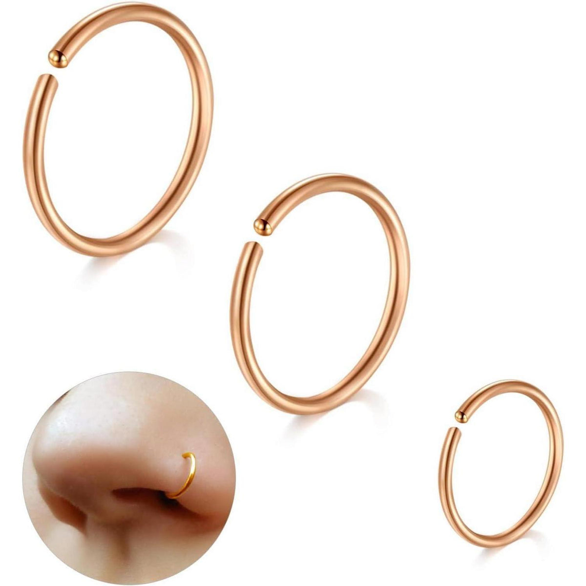 G23 Titan Nasenring Set 3 Stück 18G/20G Knorpel Helix Septum Schmuck