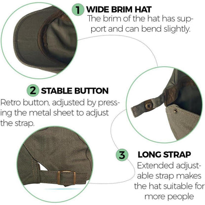Baumwoll Flatcap Herren Sommer – Schiebermütze Newsboy Cap Armeegrün