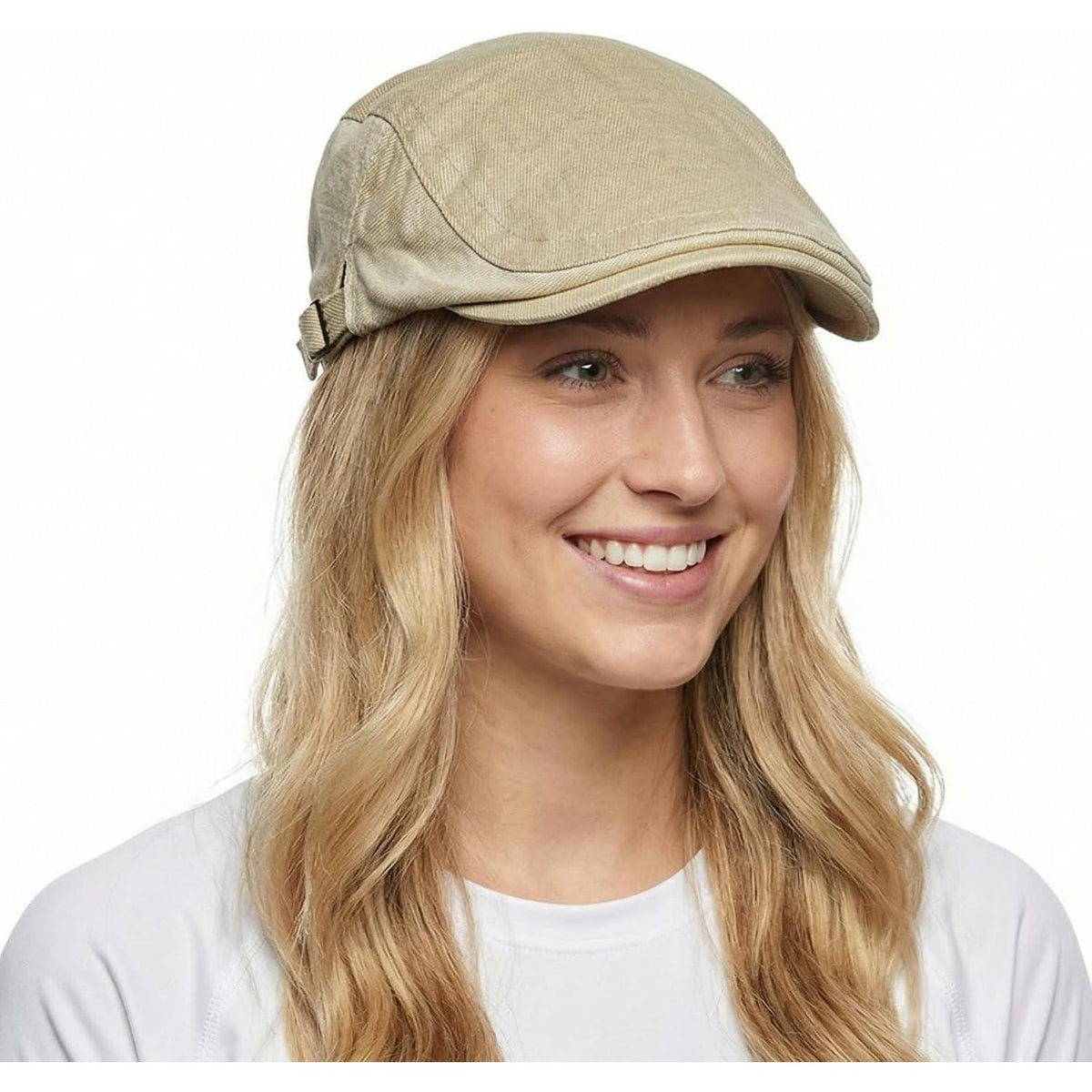 Baumwoll Flatcap Herren Sommer – Verstellbare Newsboy Cap Beige