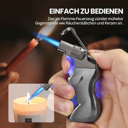 Sturmfeuerzeug Jetflamme Vintage Metall Gas Nachfüllbar