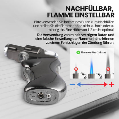 Ultraray Sturmfeuerzeug Jetflamme Gas Nachfüllbar Vintage Metall Feuerzeug