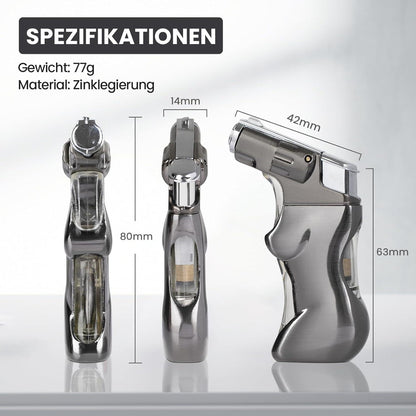 Sturmfeuerzeug Jetflamme Gas Vintage Metall Feuerzeug Nachfüllbar, für