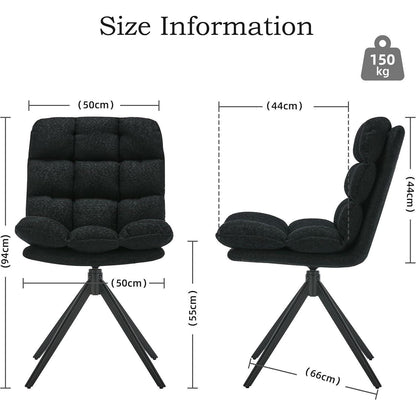 Drehbare Esszimmerstühle 4er Set mit Kissen – Schwarz