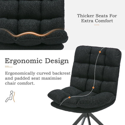 Drehbare Esszimmerstühle 4er Set mit Kissen – Schwarz