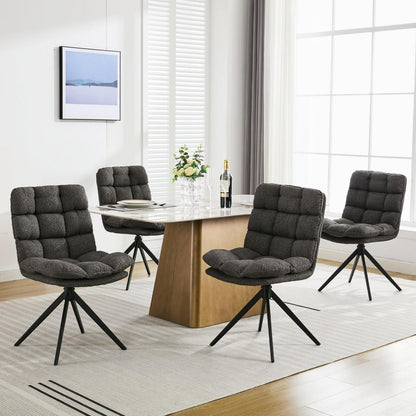 Drehbare Esszimmerstühle 4er Set, Grau, Gepolstert & Komfortabel