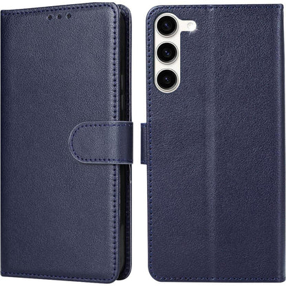 Klapphülle für Samsung Galaxy S23 5G mit Kartenfach und Ständer Blau in Lederoptik