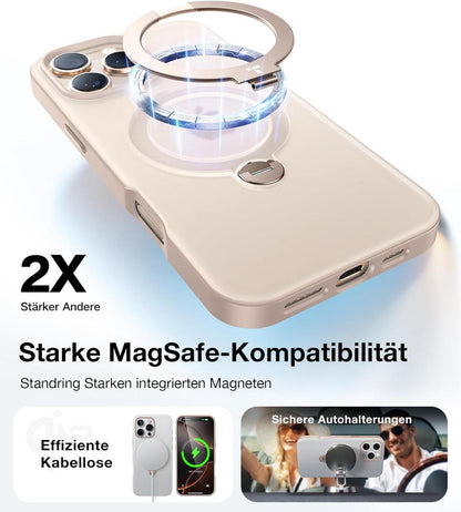 TORRAS 360° Ostand Spin iPhone 16 Pro Max Hülle Magsafe Militärschutz Gold