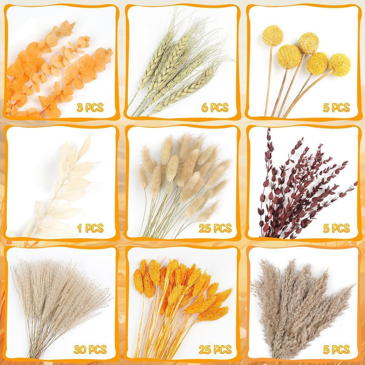 105x Getrocknetes Pampasgras - Herbst Deko & Boho Blumen