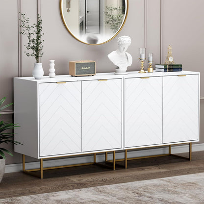 Weißes Sideboard 2er Set – 160x40x77,5cm, vielseitiger Aufbewahrungsschrank