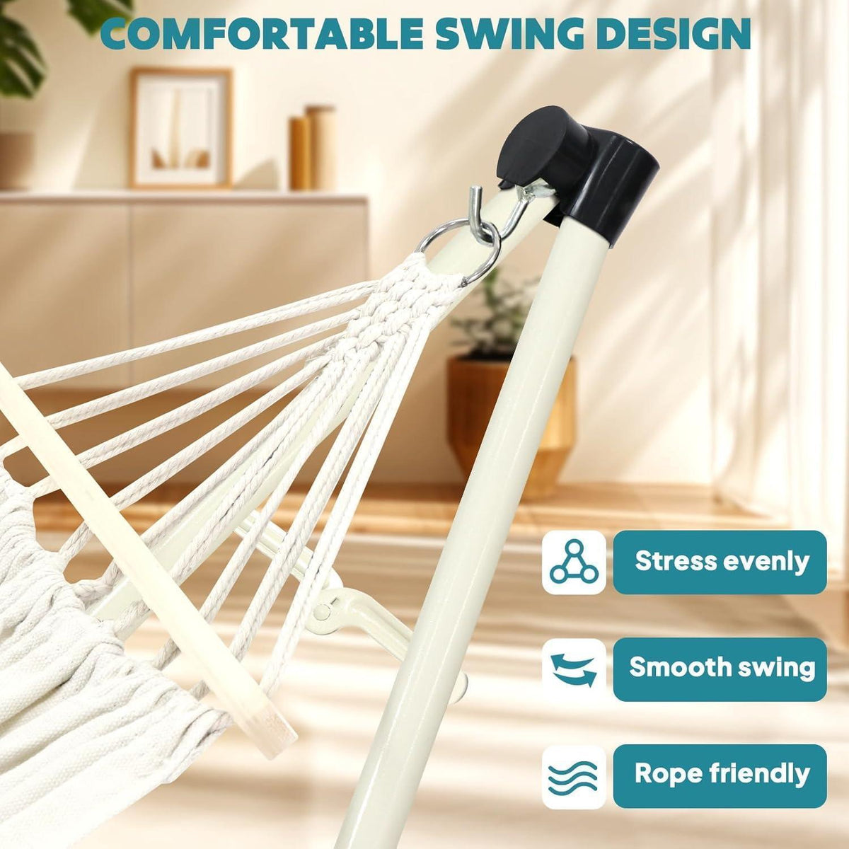 Hängematten & Hängesessel Gestell Set Beige 2-in-1 Tragbar