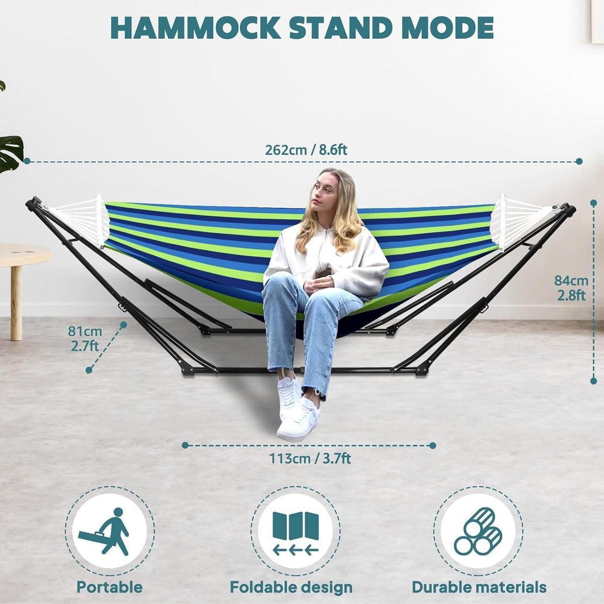 Hängematten- & Hängesessel-Set mit klappbarem Gestell, 2-in-1