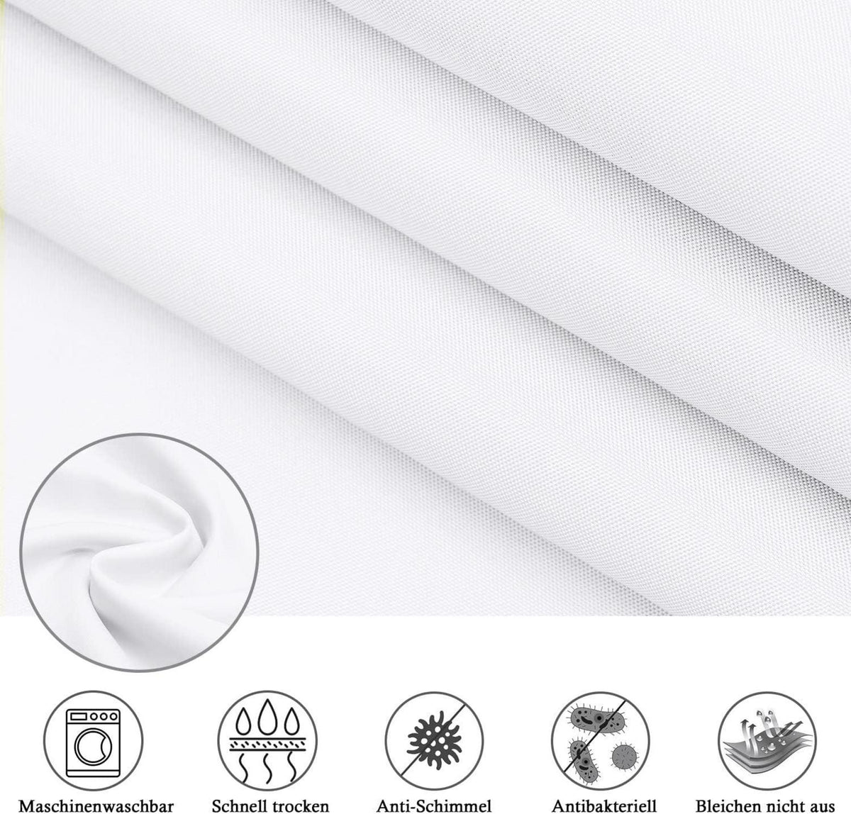 Duschvorhang 180x240 cm Weiß Wasserdicht Textil Stoff Anti-Schimmel waschbar