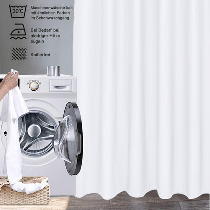 Überlänge Duschvorhang Weiß 180x240 cm Wasserdicht Textil Stoff