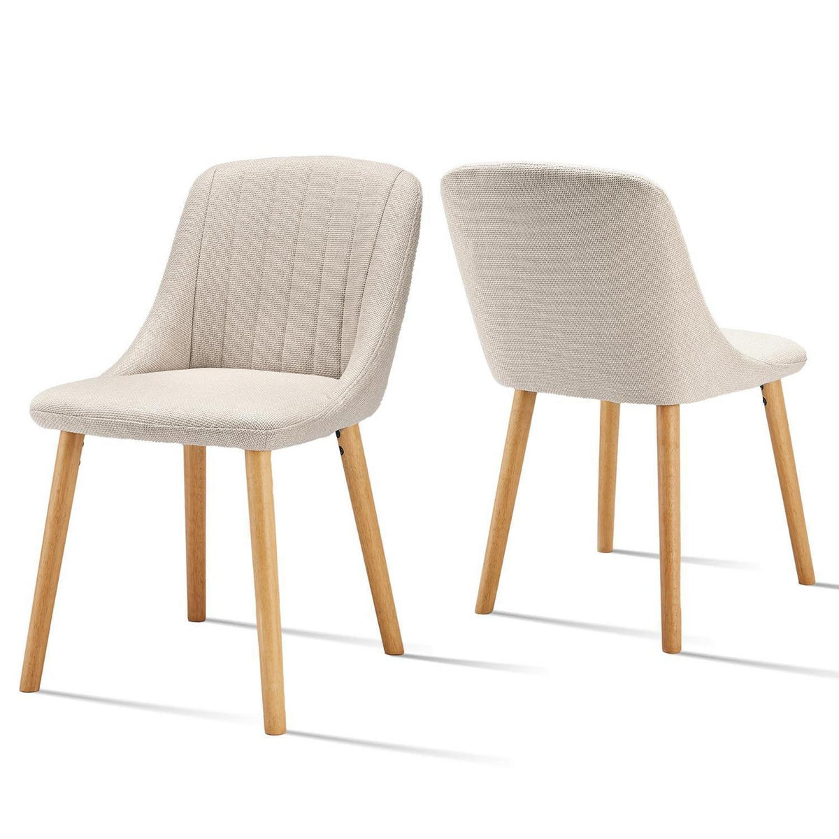 Esszimmerstuhl Set Beige Holzbeine – Polsterstuhl für Küche & Wohnzimmer