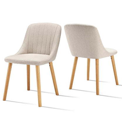 Esszimmerstuhl Set Beige Holzbeine – Polsterstuhl für Küche & Wohnzimmer