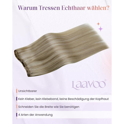 Echthaar Tressen Blond zum Einnähen – Remy, 45cm, 100g