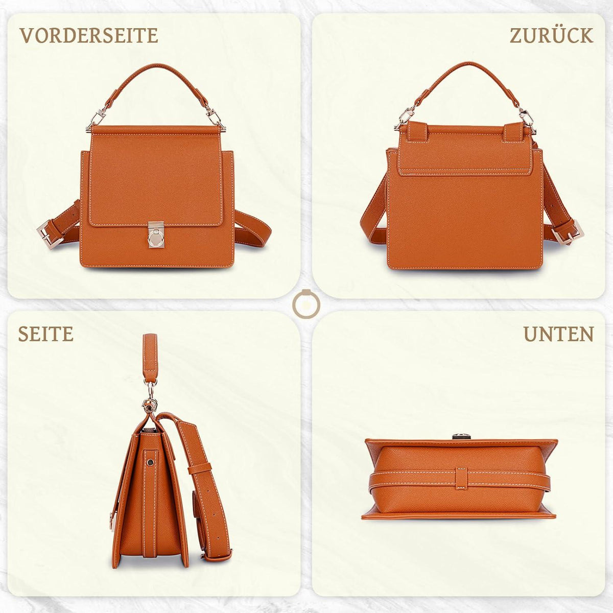 Kleine Handtasche Damen Umhängetasche French Style Ledertasche