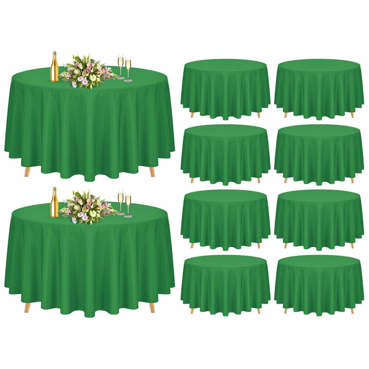 Grüne Runde Tischdecke 228cm – 10er Pack | Fleckenfrei & Waschbar
