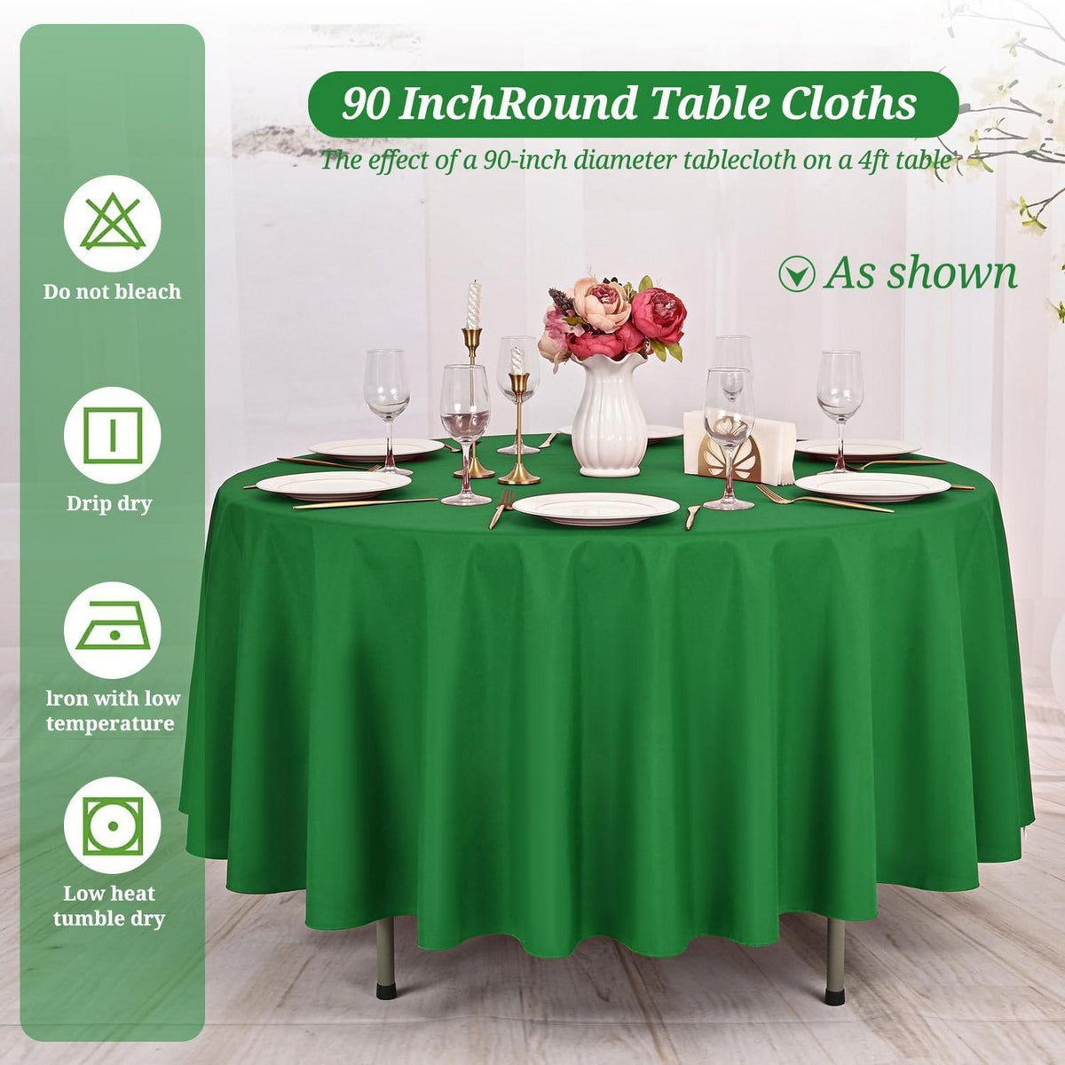 Grüne Runde Tischdecke 228cm – 10er Pack | Fleckenfrei & Waschbar