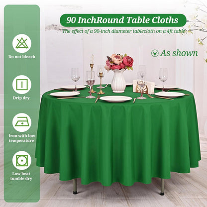 Grüne Runde Tischdecke 228cm – 10er Pack | Fleckenfrei & Waschbar