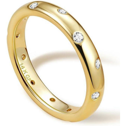 14 Karat Gold gefüllter Ring mit Zirkonia Damen | Ringgröße 57