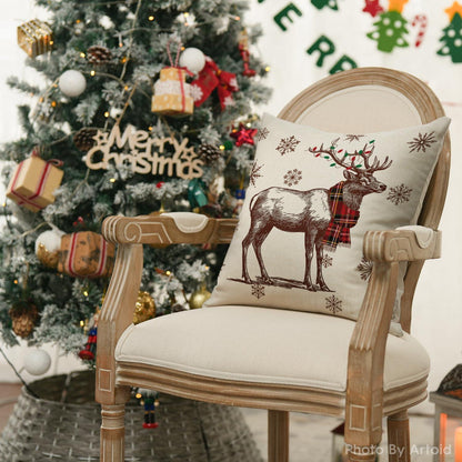 Weihnachts Kissenbezüge 4er Set Rot Schwarz BüffelKaro 40x40 cm