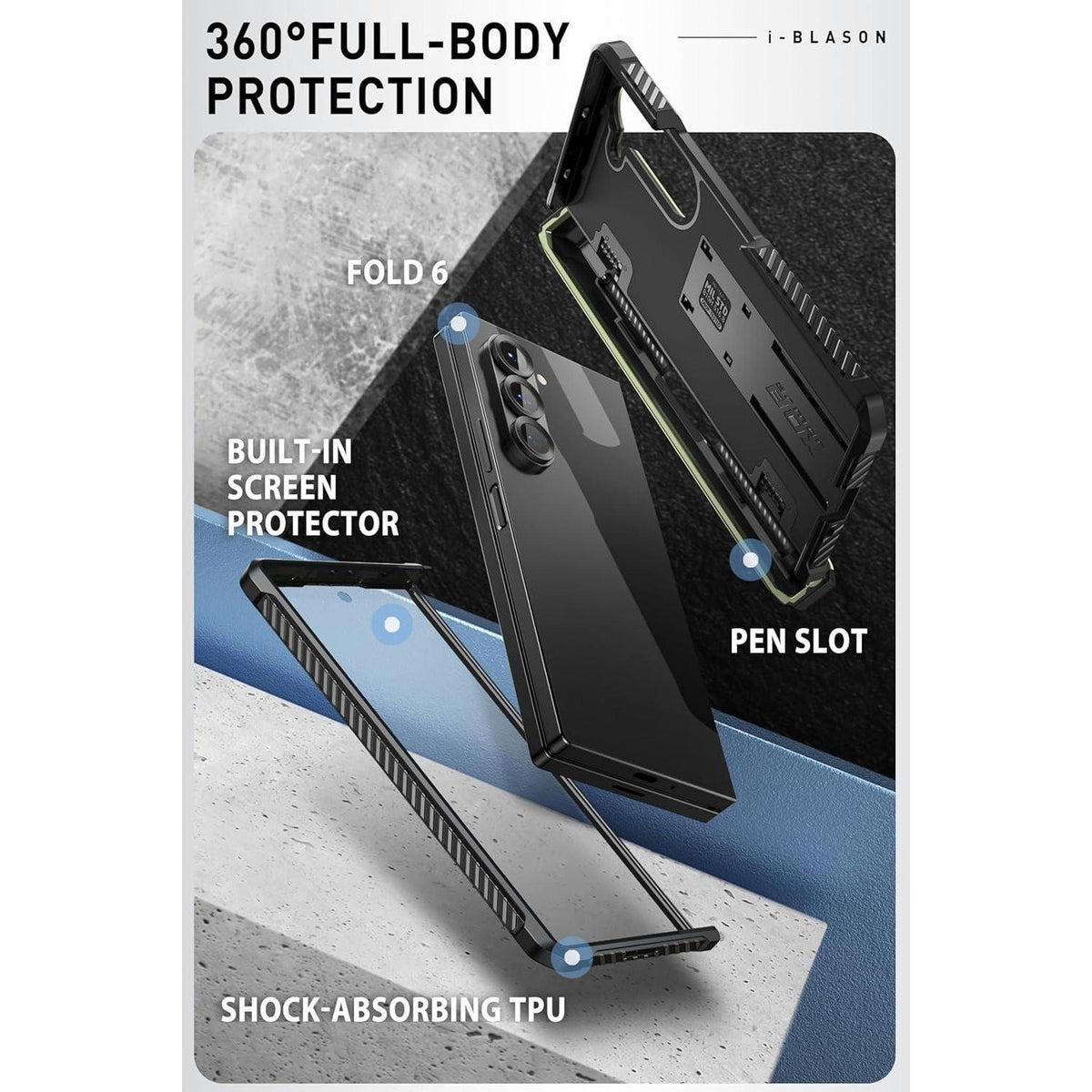 Galaxy Z Fold 6 Hülle mit S Pen Halter und Displayschutz Grün