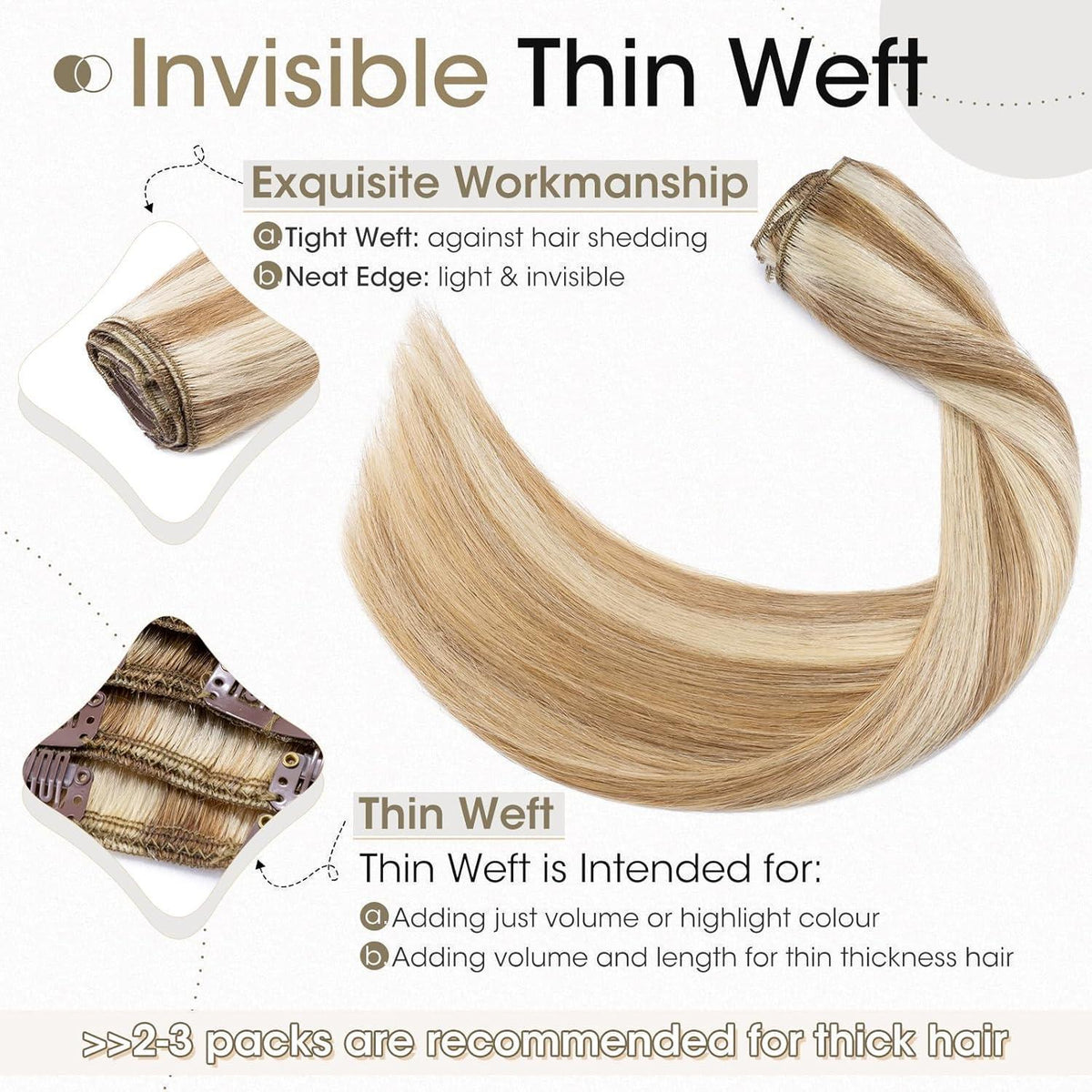 Echthaar Clip-Ins 45cm Goldbraun & Blond Balayage