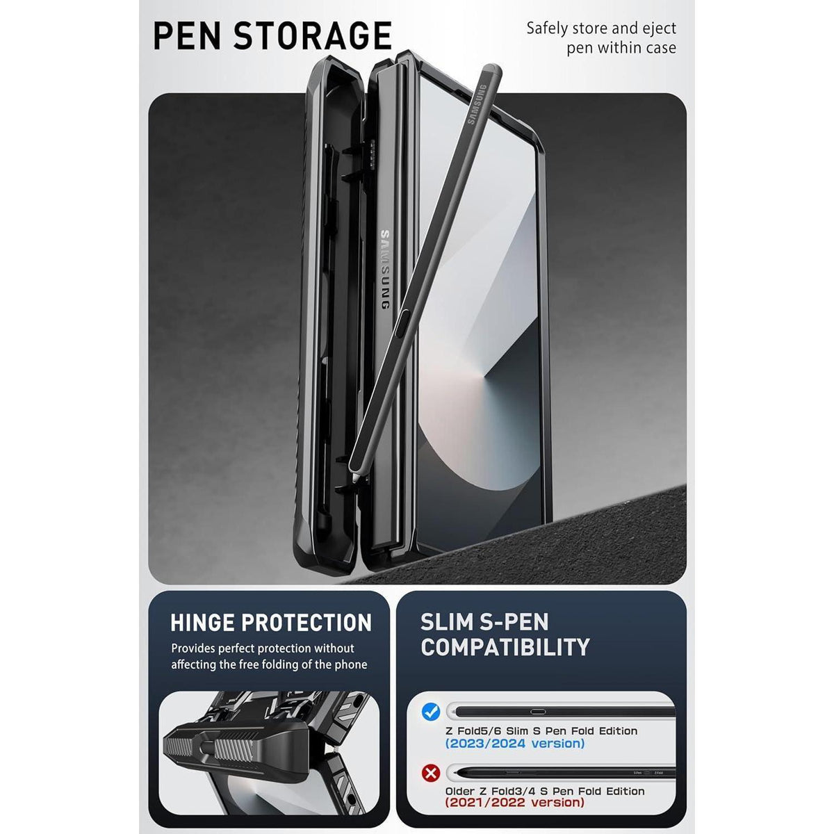 Galaxy Z Fold 6 Hülle mit S Pen Halter und Displayschutz