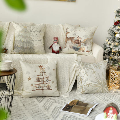 Weihnachtliche Kissenbezüge 4er Set 50x50 cm – Winter Deko