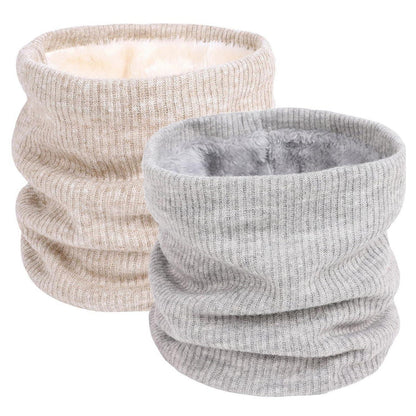 Loop Schal Damen Herren Winter Schlauchschal Unisex Warm Beige+Hellgrau
