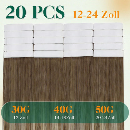 Echthaar Tape Extensions Blond Ombre 55cm 50g #6/60