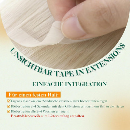Echthaar Tape Extensions Blond 60cm – Natürliche Verlängerung