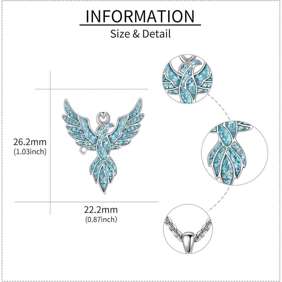 925 Sterling Silber Anhänger Halskette mit Türkis – Lebensblume, Phönix, Schmetterling uvm.