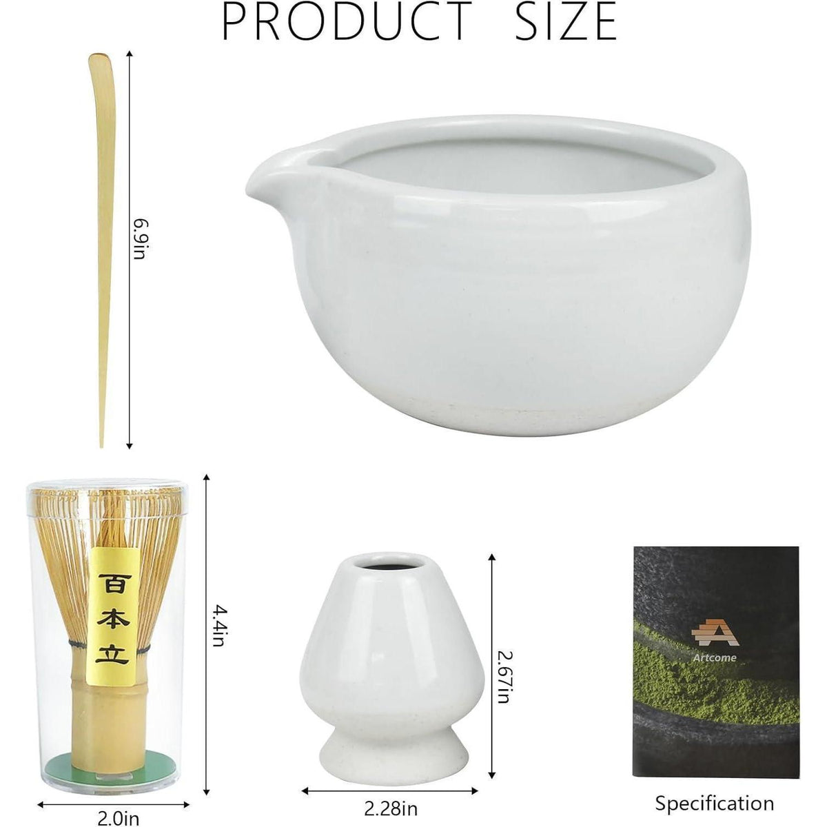 Matcha Teezeremonie Set 4-teilig – Schüssel, Schneebesen & Zubehör