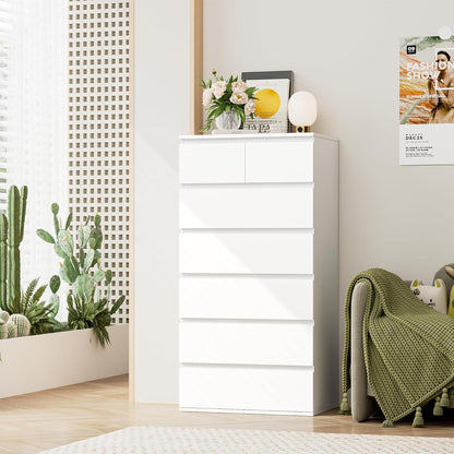 Weiße Kommode mit 7 Schubladen – Schlafzimmer Sideboard 60x40x119cm