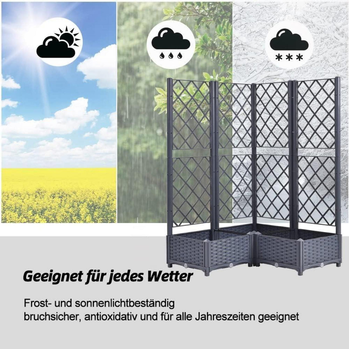 Hochbeet mit Rankgitter & Selbstbewässerung, Graublau