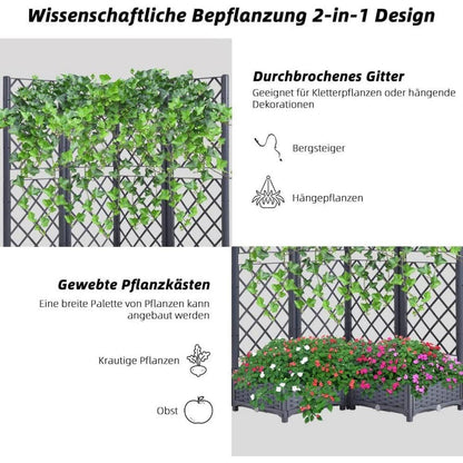 Hochbeet mit Rankgitter & Selbstbewässerung, Graublau