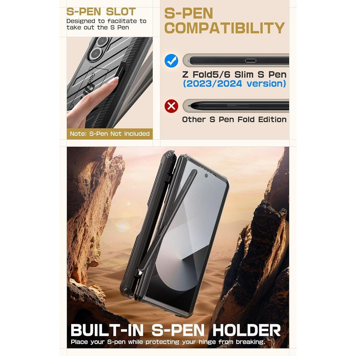 Robuste Hülle mit S Pen Halter & Ständer für Galaxy Z Fold 6
