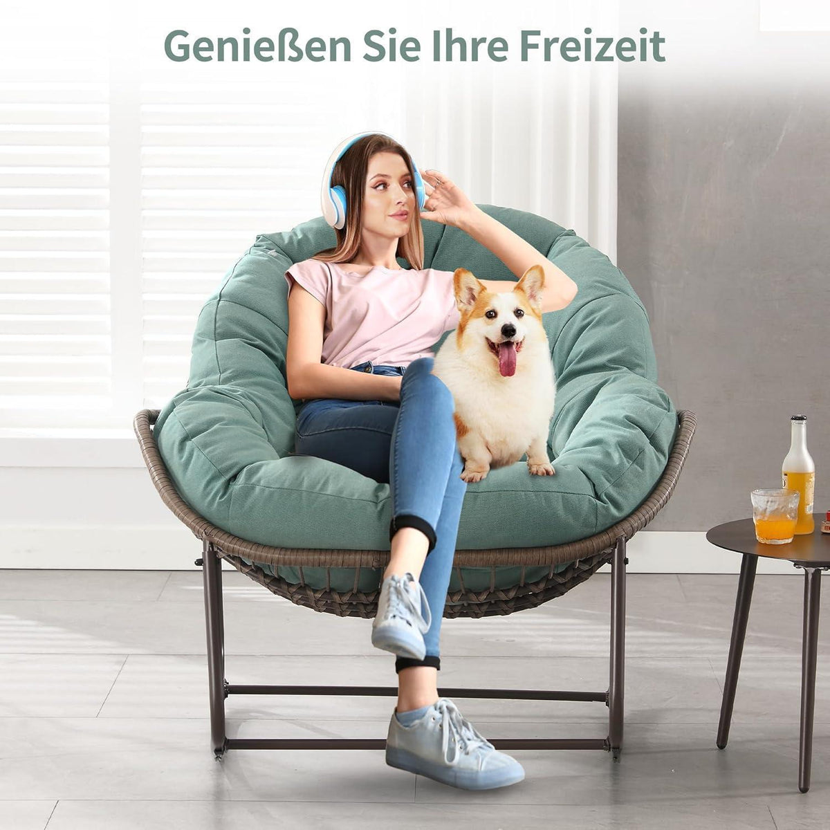 2x Schaukelstuhl Set – Bequemer Papasan Chair für Garten & Wohnzimmer