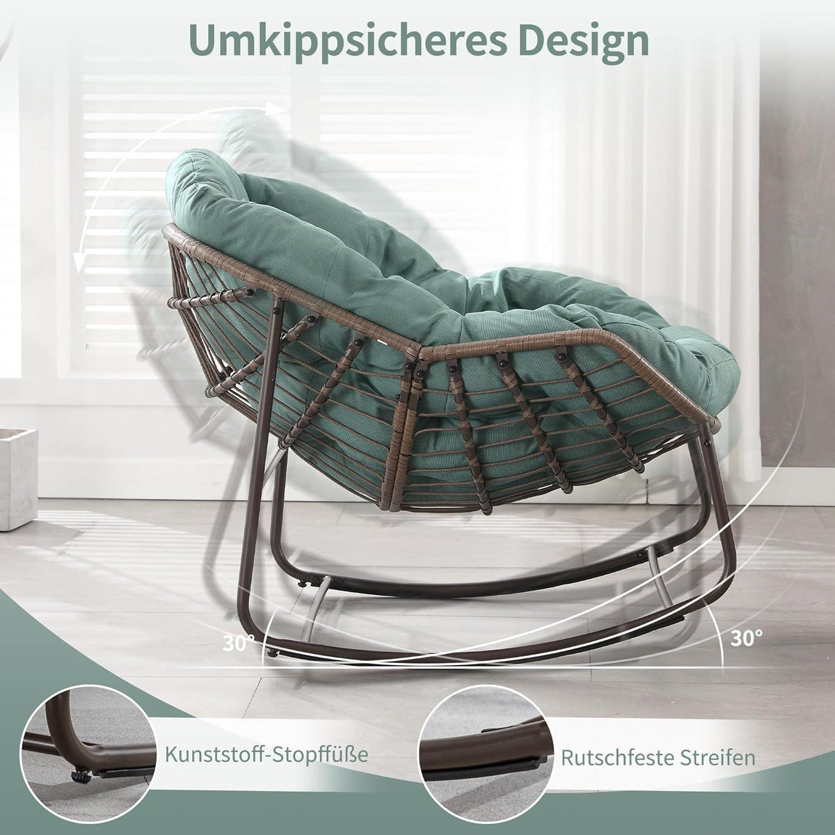 2x Schaukelstuhl Set – Bequemer Papasan Chair für Garten & Wohnzimmer