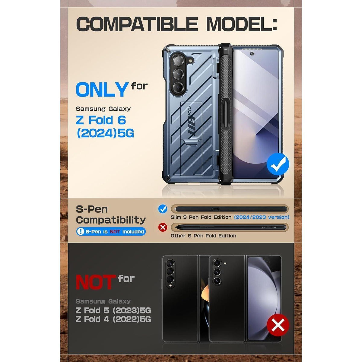 Schutzhülle für Samsung Galaxy Z Fold 6 mit S-Stifthalter und Ständer
