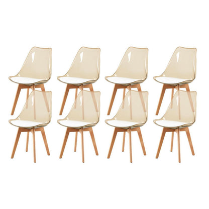 Esszimmerstühle Set 8er – Braune Schale mit weißem PU Sitz